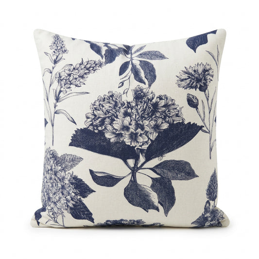 Down Throw Pillow - Blue Botanical 22x22”