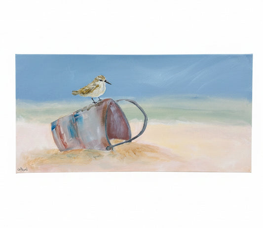 “Bird On Bucket” 10x20 on Canvas - Original by Cheryl Gray