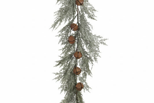 Rustic Cedar Christmas Garland w/Bells 72”
