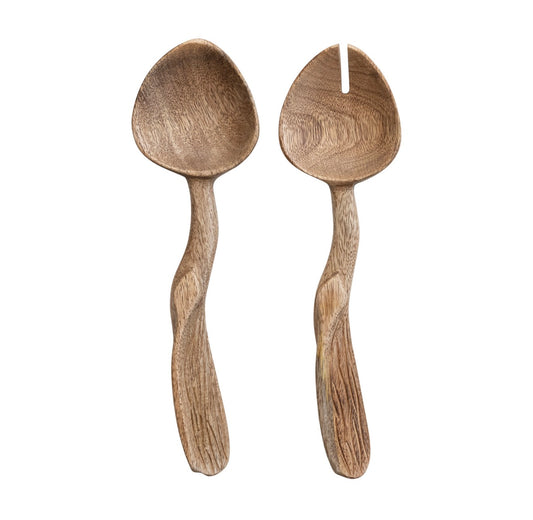 Carved Mango Wood Salad Servers (Set of 2)