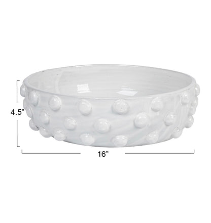 White Terracotta Bowl w/ Raised Dots