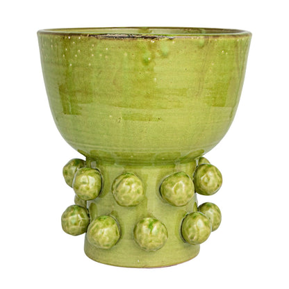 Terra-cotta Vase w Raised Dots, Green