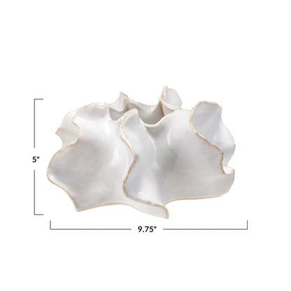 Stoneware Planter, Reactive Glaze, White
