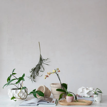 Stoneware Planter, Reactive Glaze, White