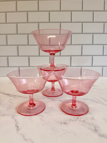 Pink Hand Blown Stemmed Glass (Short)