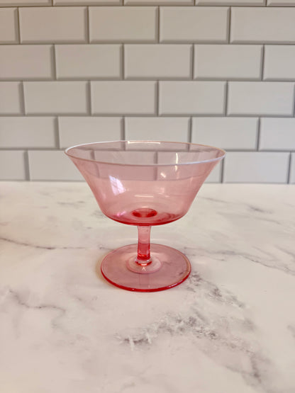 Pink Hand Blown Stemmed Glass (Short)