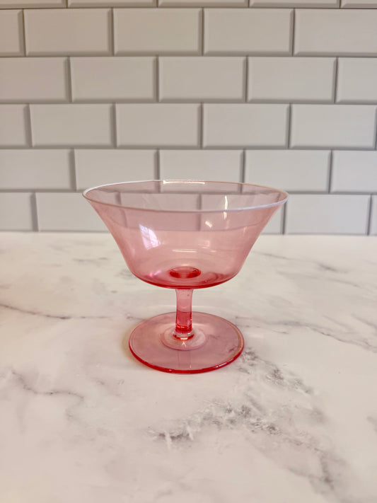 Pink Hand Blown Stemmed Glass (Short)