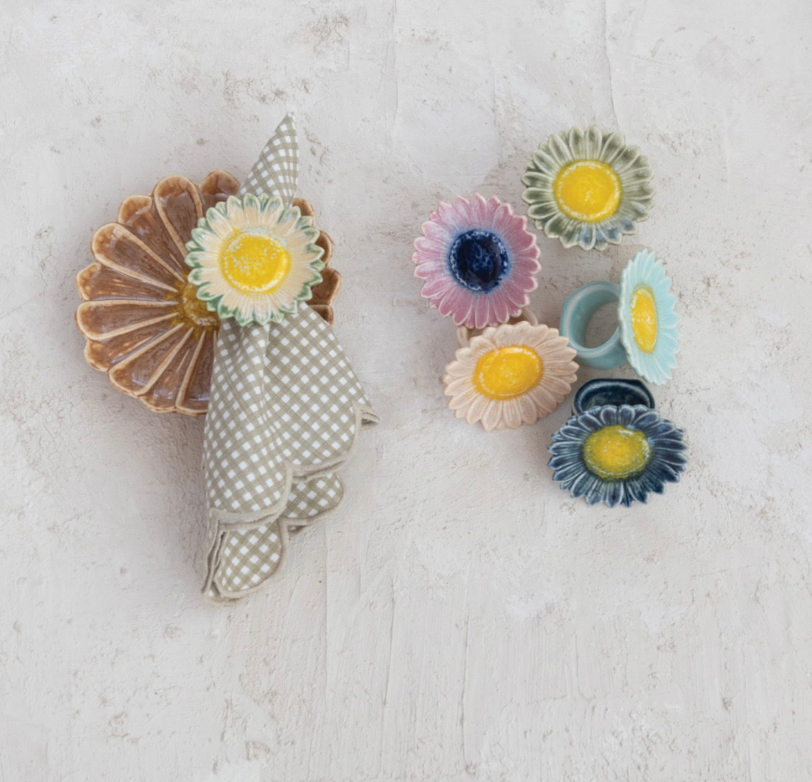 Stoneware Flower Napkin Ring