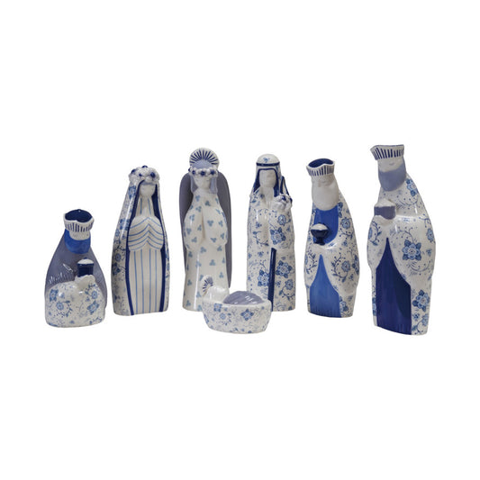 Ceramic Nativity Blue & White