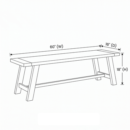 60" Farmhouse Solid Wood Accent Bench - Weathered Natural
