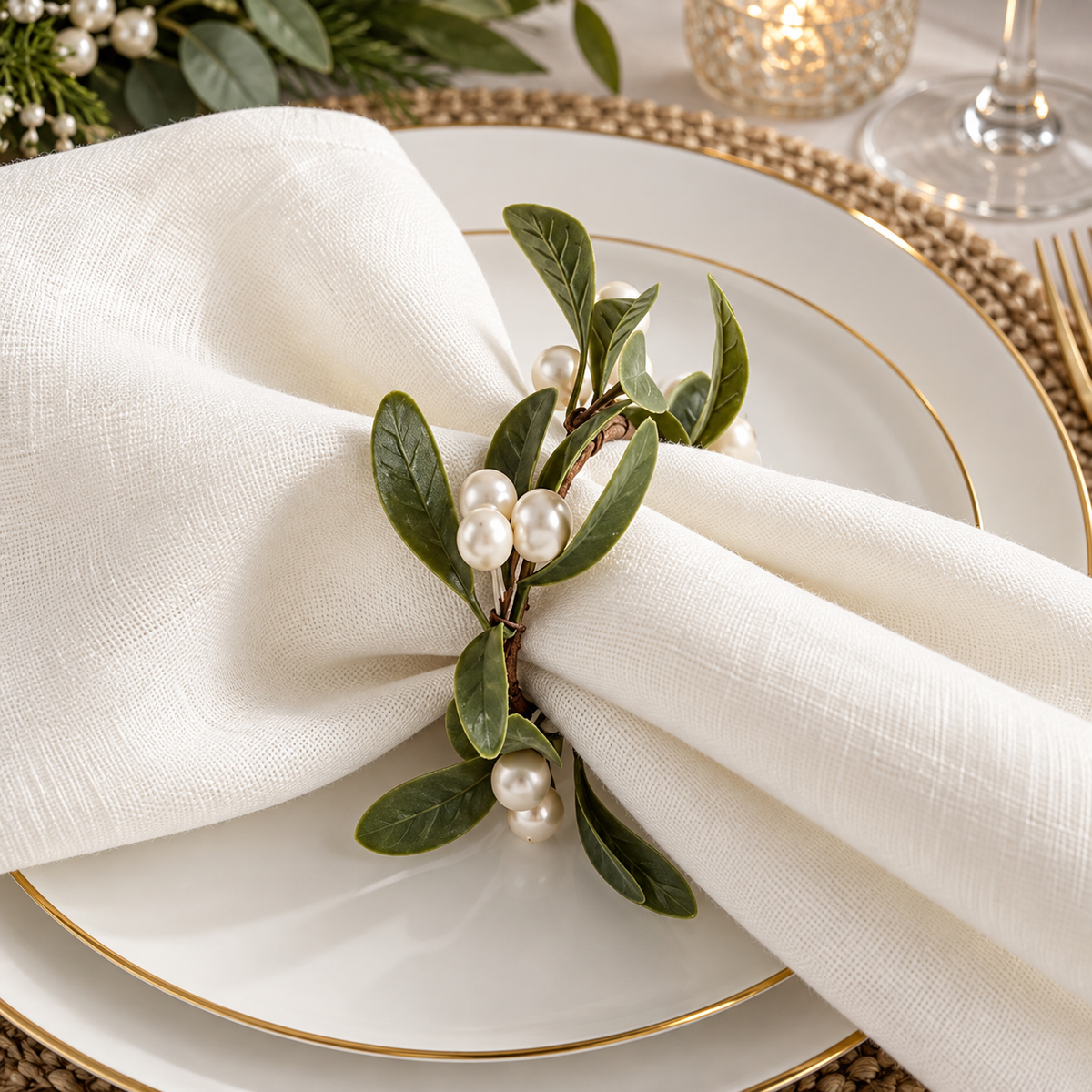 Mistletoe Green Napkin Ring Holder