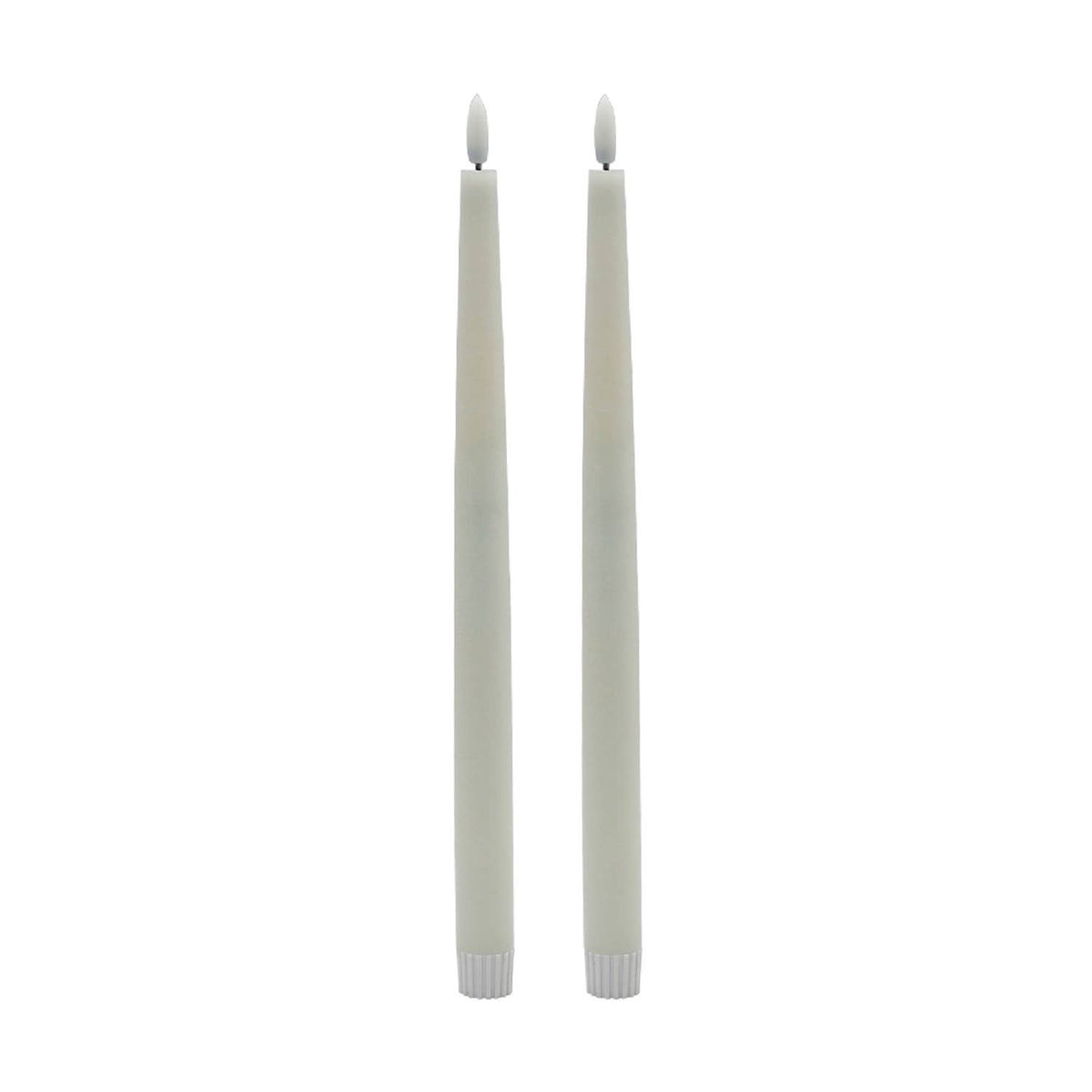 Tall White Flameless Taper Candles (2)