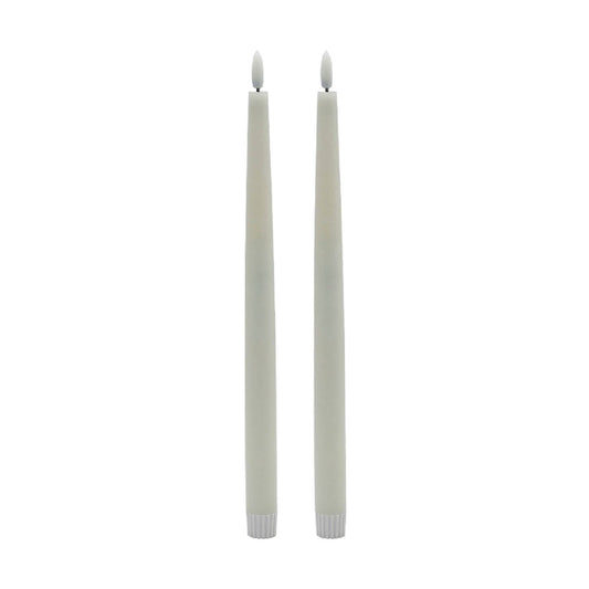 Tall White Flameless Taper Candles (2)