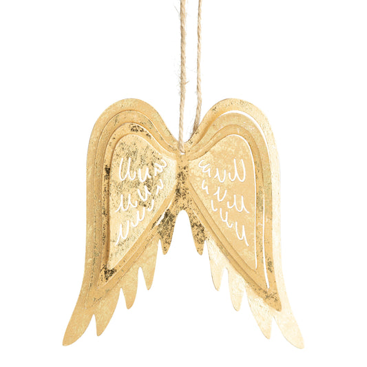 Gold foiled 3D metal gold angel ornament, 4.5 in