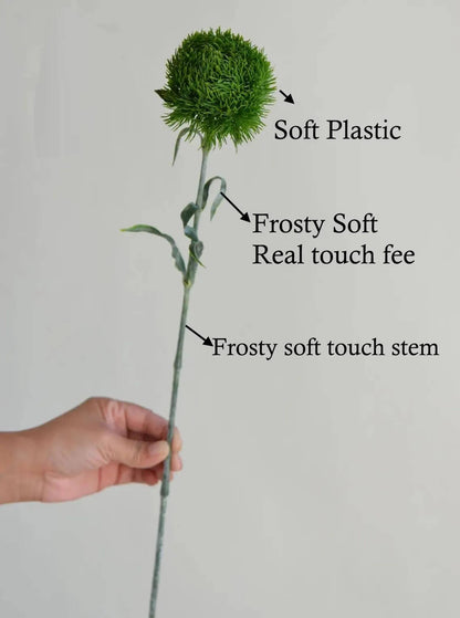 21.5" Realistic Faux Dianthus Green Ball Fresh Green stem
