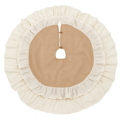 Natural Sidonia Cotton Jute Ruffle Christmas Tree Skirt