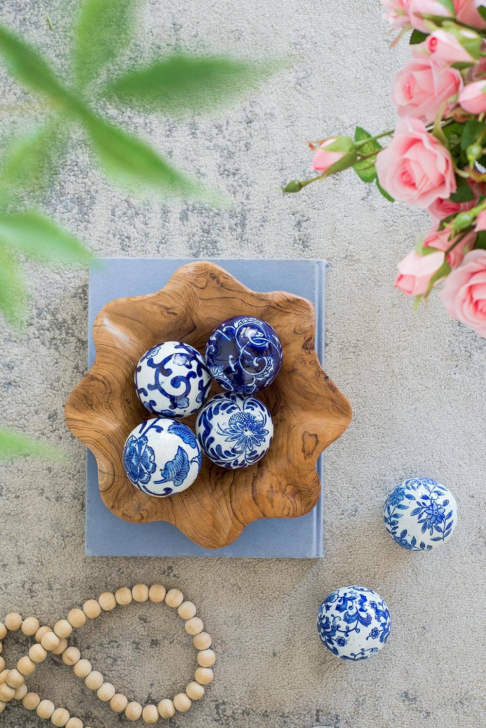 3" Traditional Decorative Orbs - Blue/White Set of 3