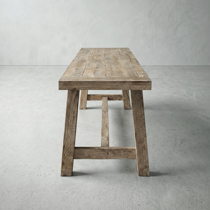 60" Farmhouse Solid Wood Accent Bench - Weathered Natural