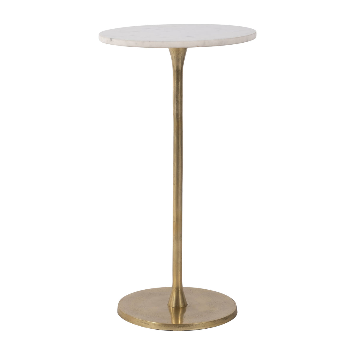 Side Table - Gold/White Marble Top Metal Round Base, 24 in.