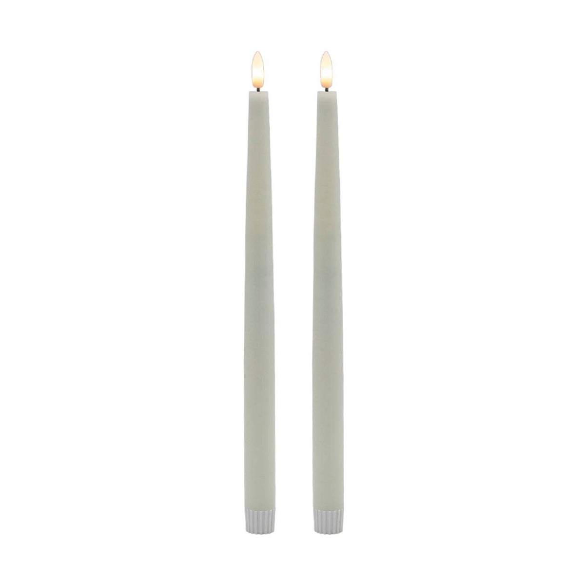 Tall White Flameless Taper Candles (2)