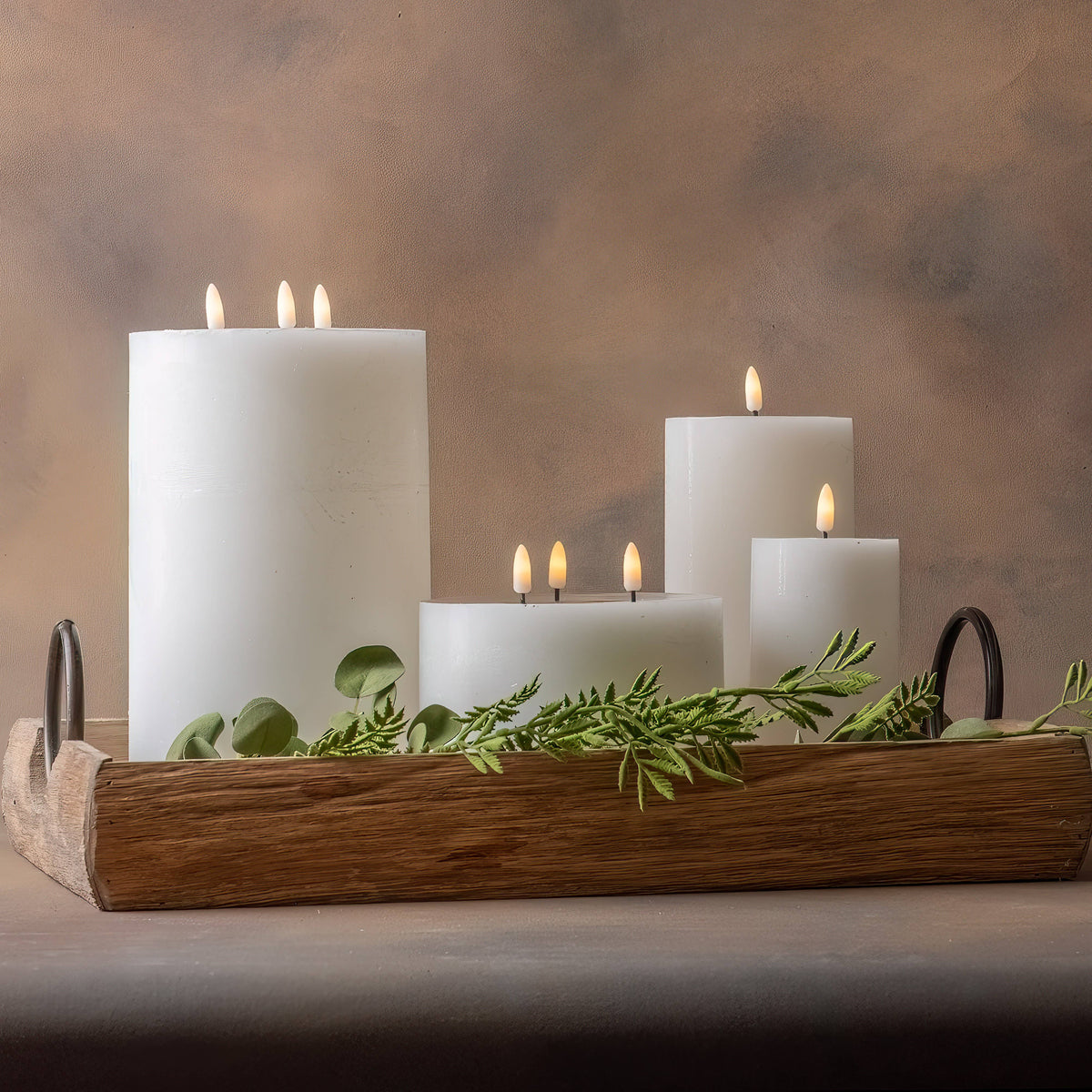 Large White Flameless Pillar Candle