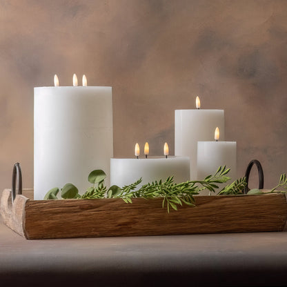Large White Flameless Pillar Candle