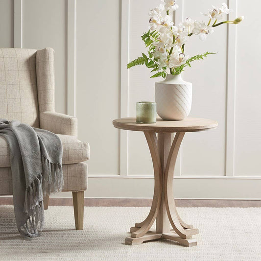 Reclaimed Rustic Wooden Accent Table with Cross Leg Base