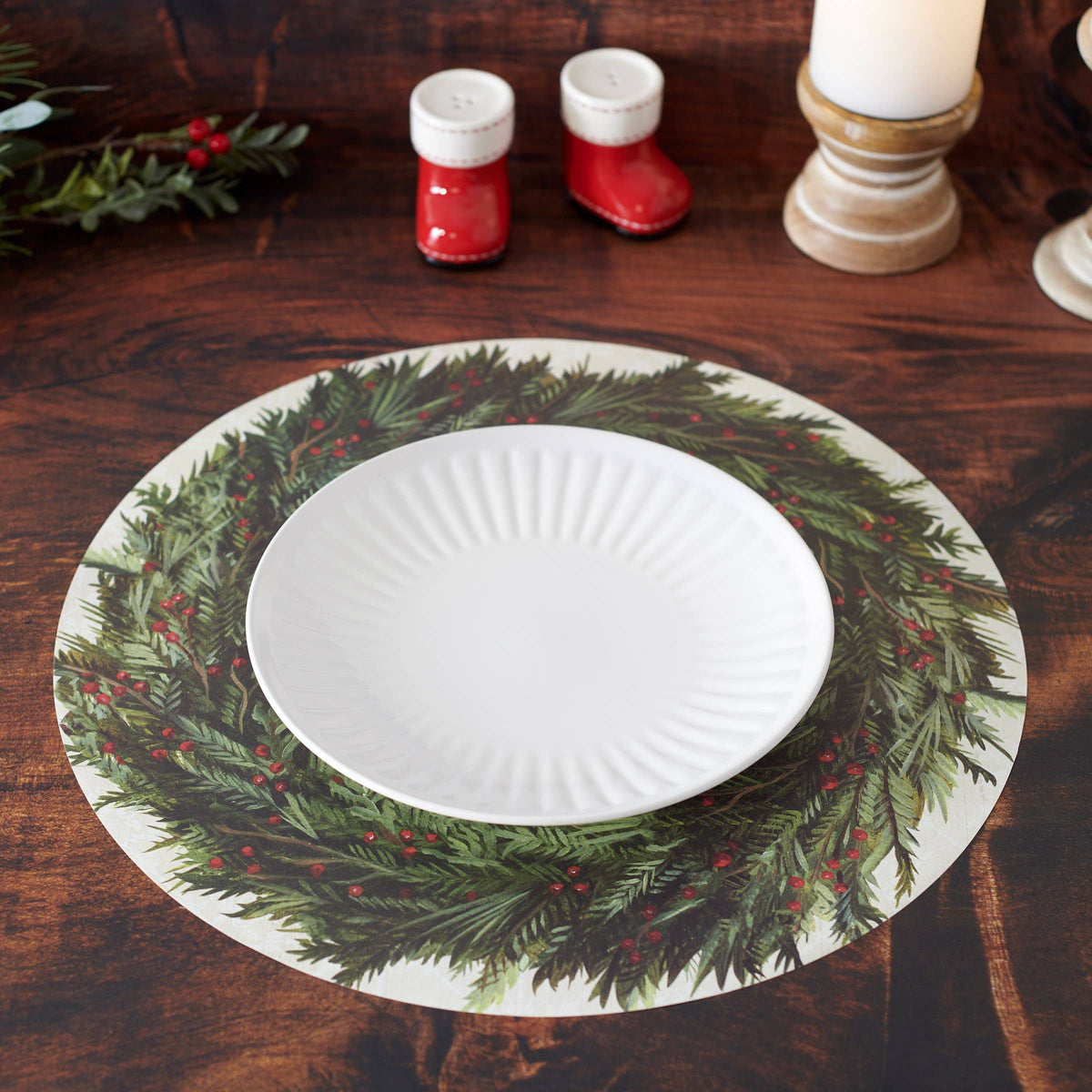 Paper Christmas Wreath Placemats (Set of 24)