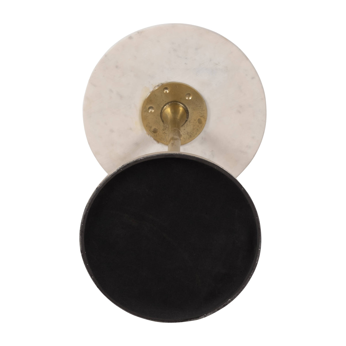 Side Table - Gold/White Marble Top Metal Round Base, 24 in.