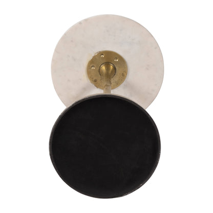 Side Table - Gold/White Marble Top Metal Round Base, 24 in.