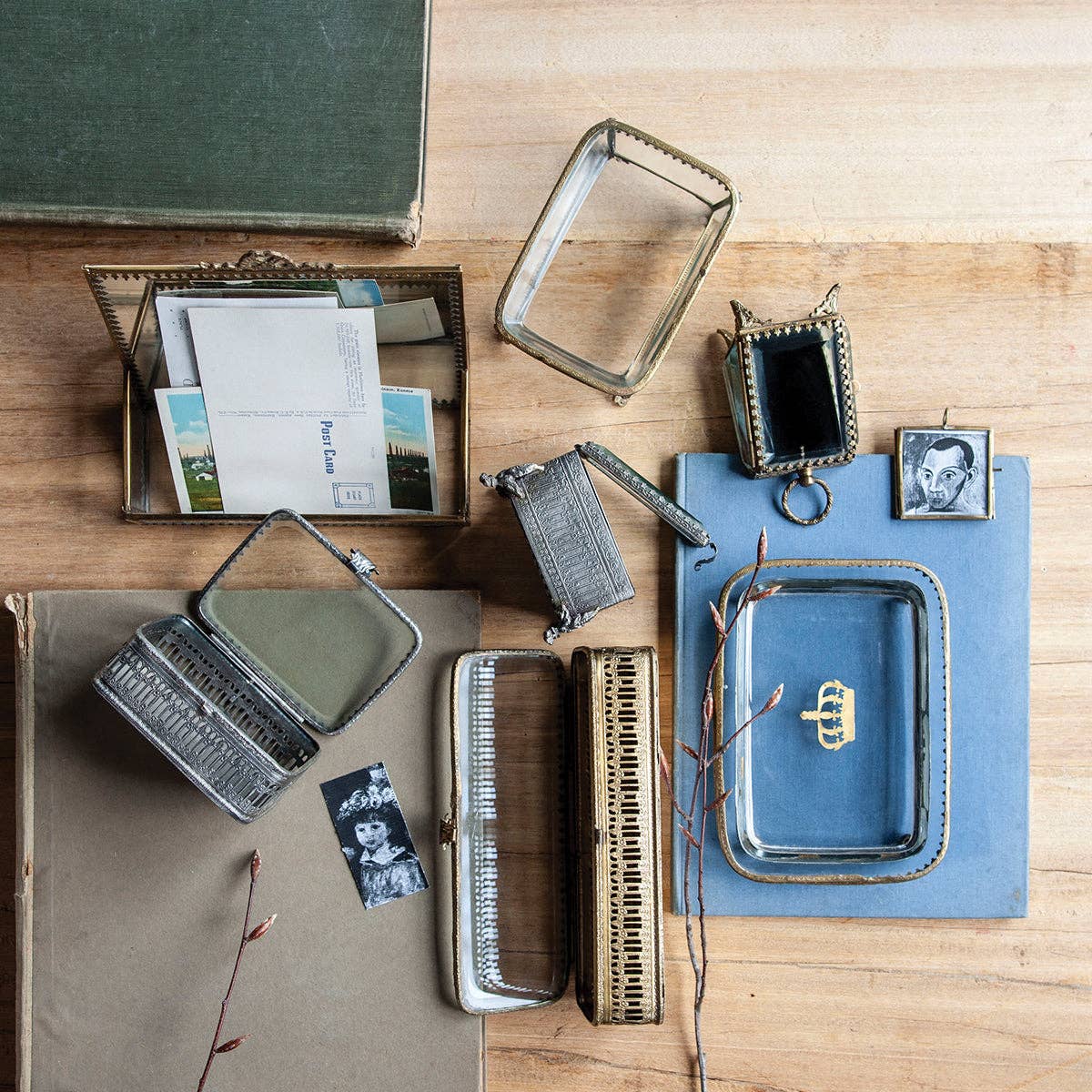 Vintage Rectangle Brass & Glass Box