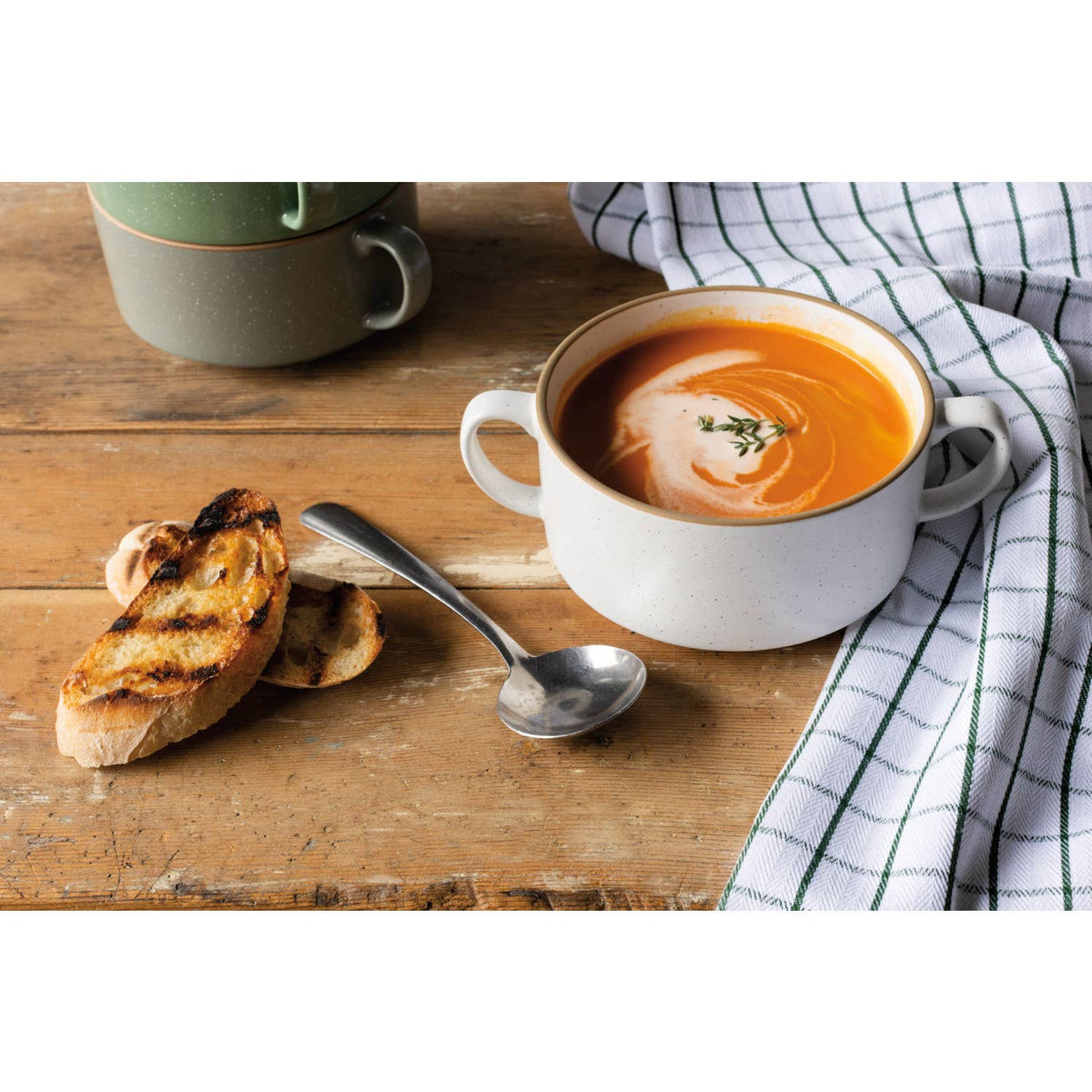 White Soup Bowl with Handles
