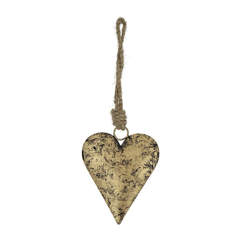 3x1.2x4" Hanging Iron Heart - Burnt Gold