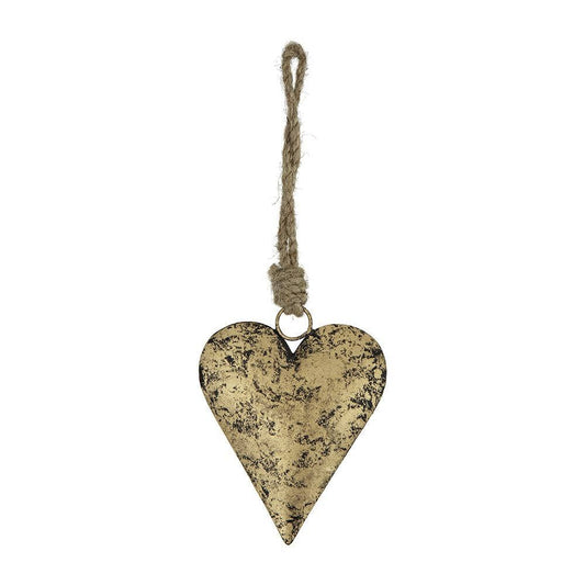 3x1.2x4" Hanging Iron Heart - Burnt Gold