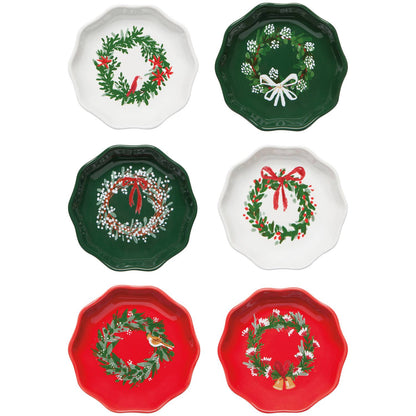 Wreaths Shaped Christmas Pinch Bowls - Set of 6