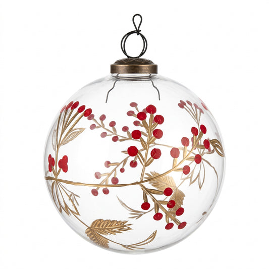 Etched Botanical 5" Glass Ornament