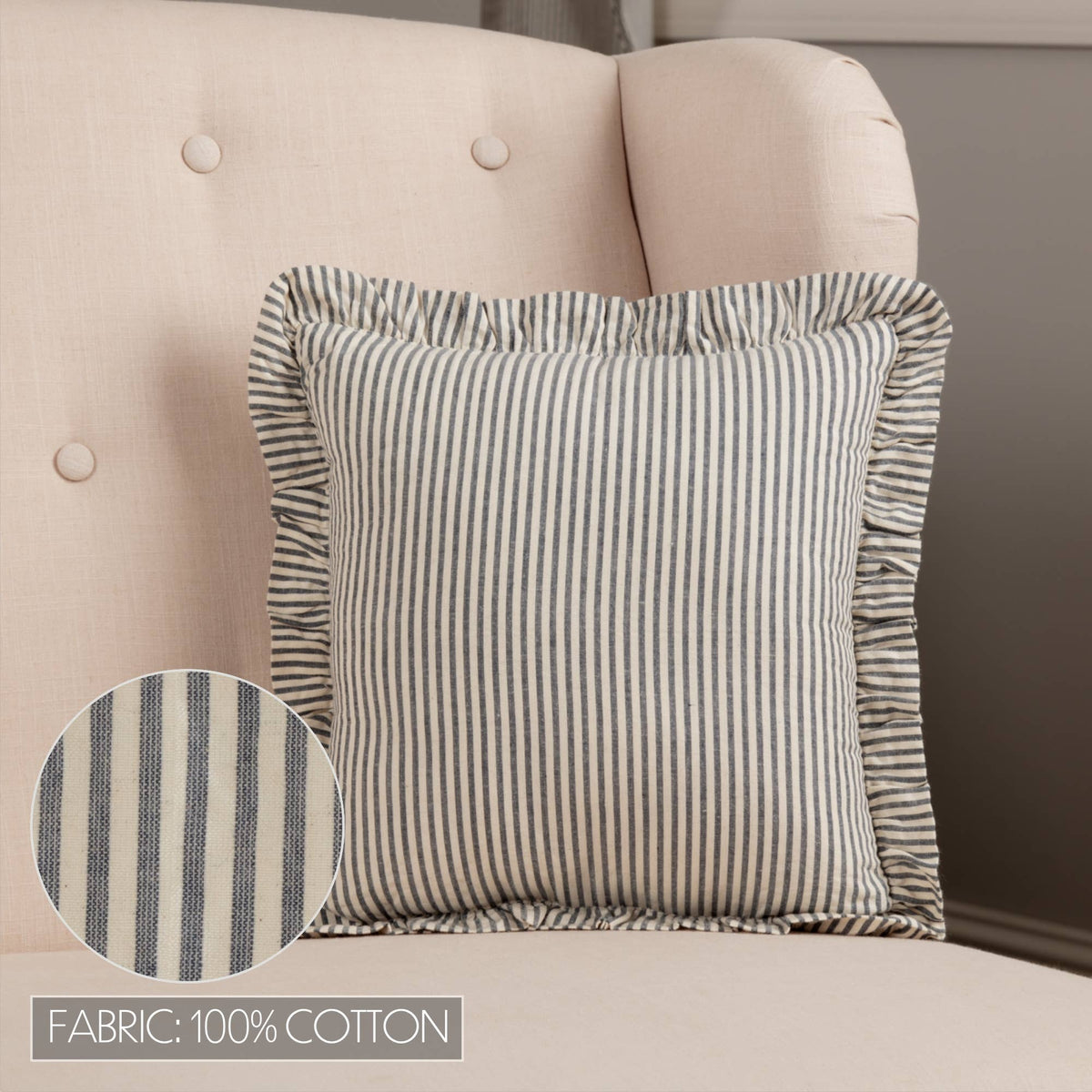 Farmhouse Ticking Stripe Throw Pillow Hatteras 12"