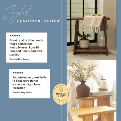 Decorative Wooden Stool | Solid Wood Accent Bench