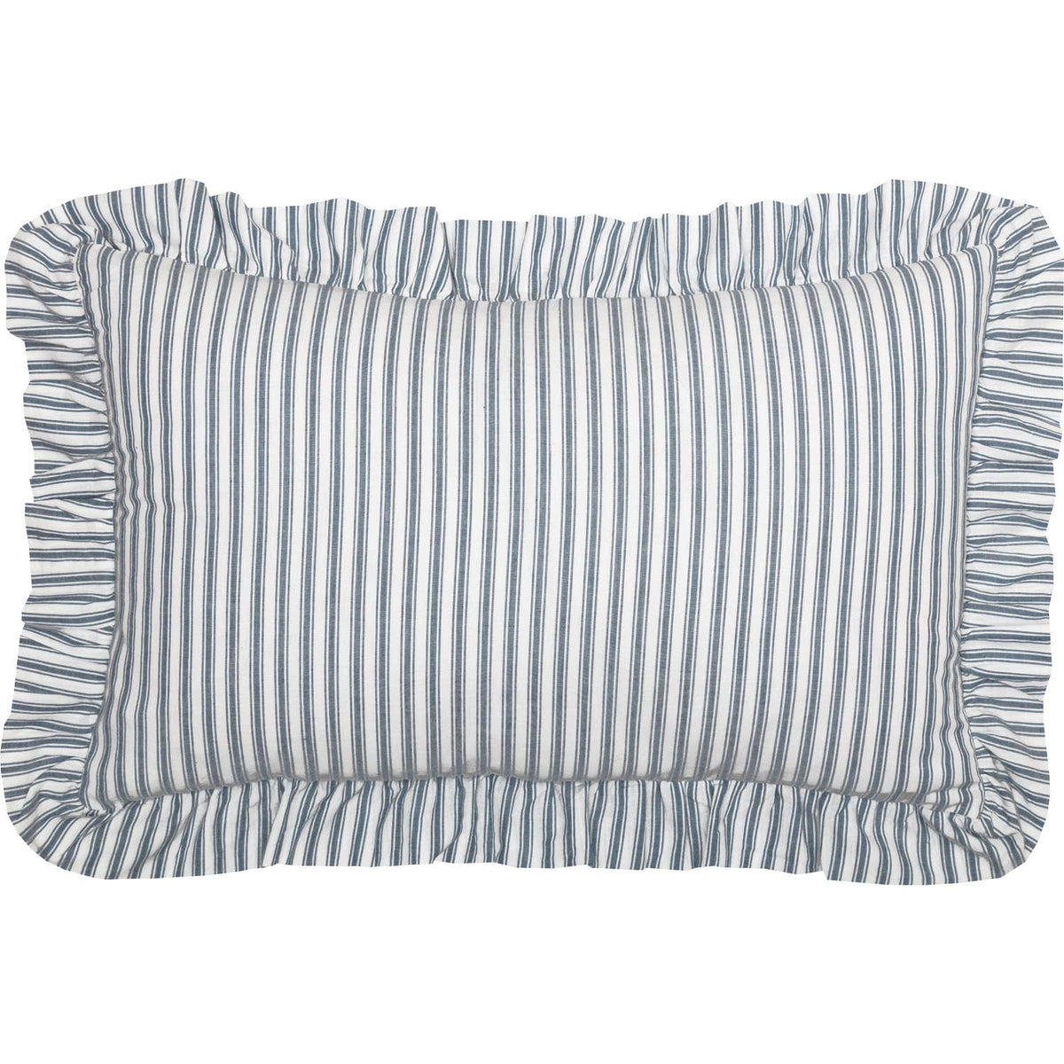 Sawyer Mill Blue Ticking Stripe Ruffled Throw Pillow 14x22