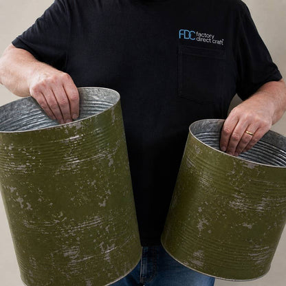Set of 2 Distressed Metal Large Tubs - Select Color