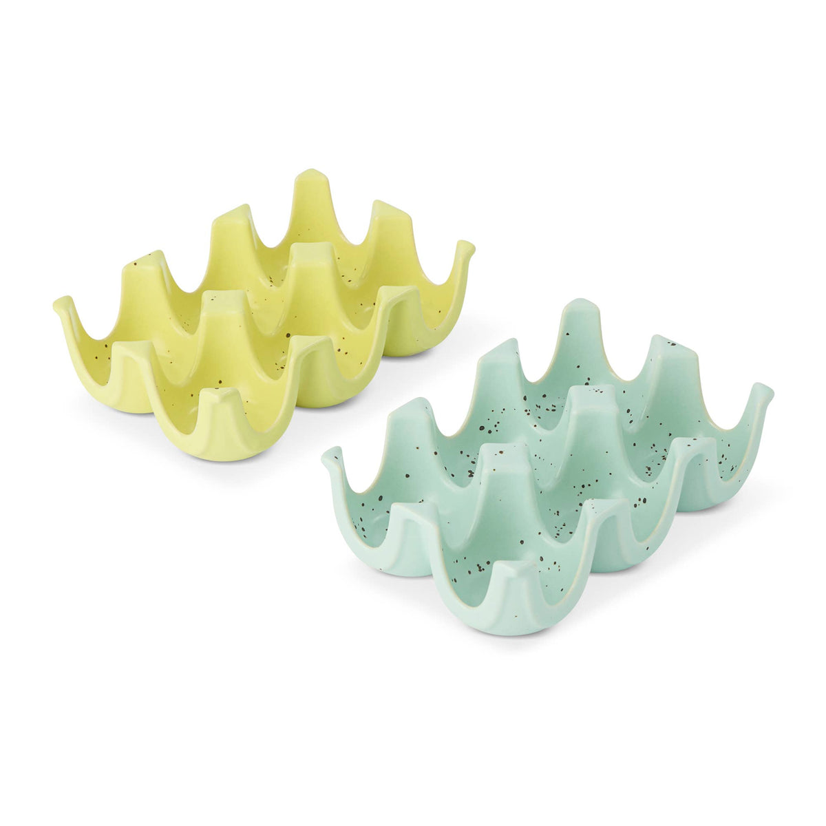 2 Pack - 6 Section Speckled Ceramic Egg Tray