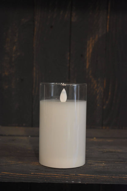 Clear Glass Cylinder Moving Flame LED Candle 3x4in
