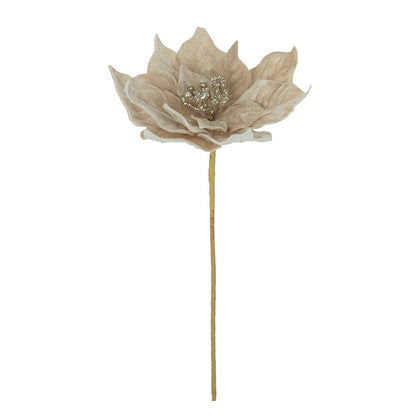 20" Velvet Poinsettia Stem - Champagne