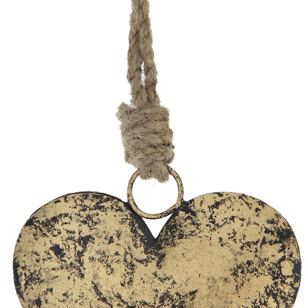 3x1.2x4" Hanging Iron Heart - Burnt Gold