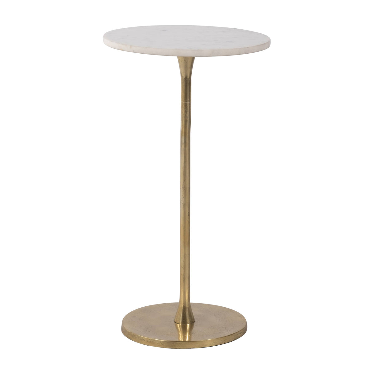 Side Table - Gold/White Marble Top Metal Round Base, 24 in.