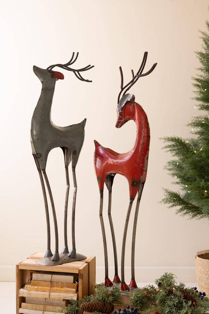 Set of Two Recycled Iron Deer