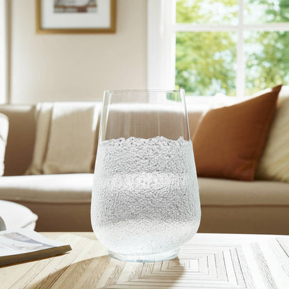 Decorative Vase - Clear Glass Crushed Dual Sugar, 10 in.