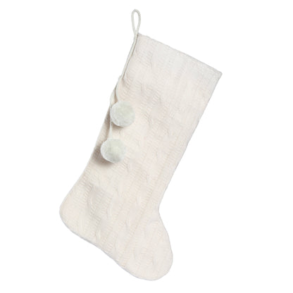 20" Swearer Knit Stocking with Pom- Poms