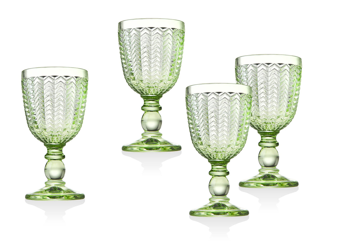 Godinger Set of Four Twill Green Goblets