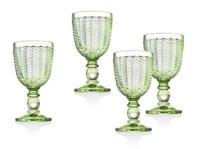 Godinger Set of Four Twill Green Goblets